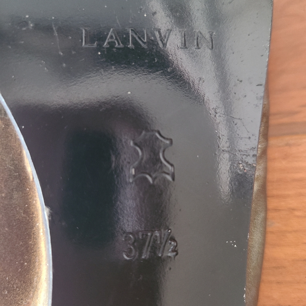 Lanvin Women Patent Leather Kaki Ballet Flat  Size 37 1/2 - Picture 8 of 14